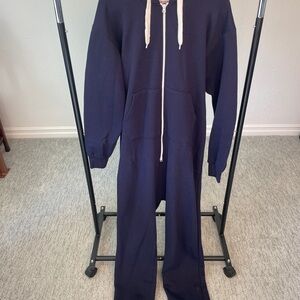 Men's Navy Blue Hooded Jumpsuit
